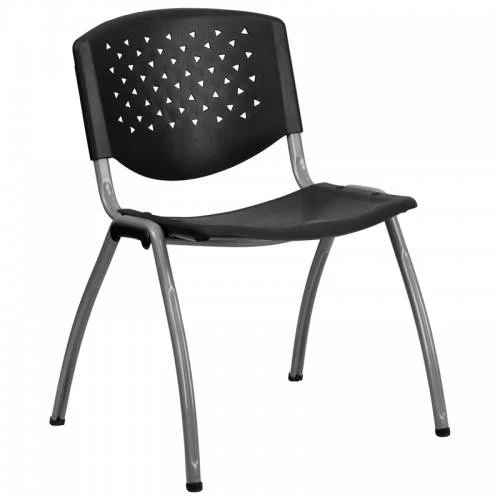 Hercules Series 880 Lb. Capacity Black Polypropylene Stack Chair W/ Titanium Frame Finish - Flash Furniture RUT-F01A-BK-GG 2 Hercules Series 880 Lb. Capacity Black Polypropylene Stack Chair W/ Titanium Frame Finish - Flash Furniture RUT-F01A-BK-GG - Image 2