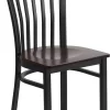 Hercules Series Black School House Back Metal Restaurant Chair - Walnut Wood Seat - Flash Furniture XU-DG6Q4BSCH-WALW-GG