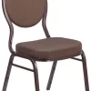 HERCULES Series Teardrop Back Stacking Banquet Chair In Brown Patterned Fabric - Copper Vein Frame - Flash Furniture FD-C04-COPPER-008-T-02-GG