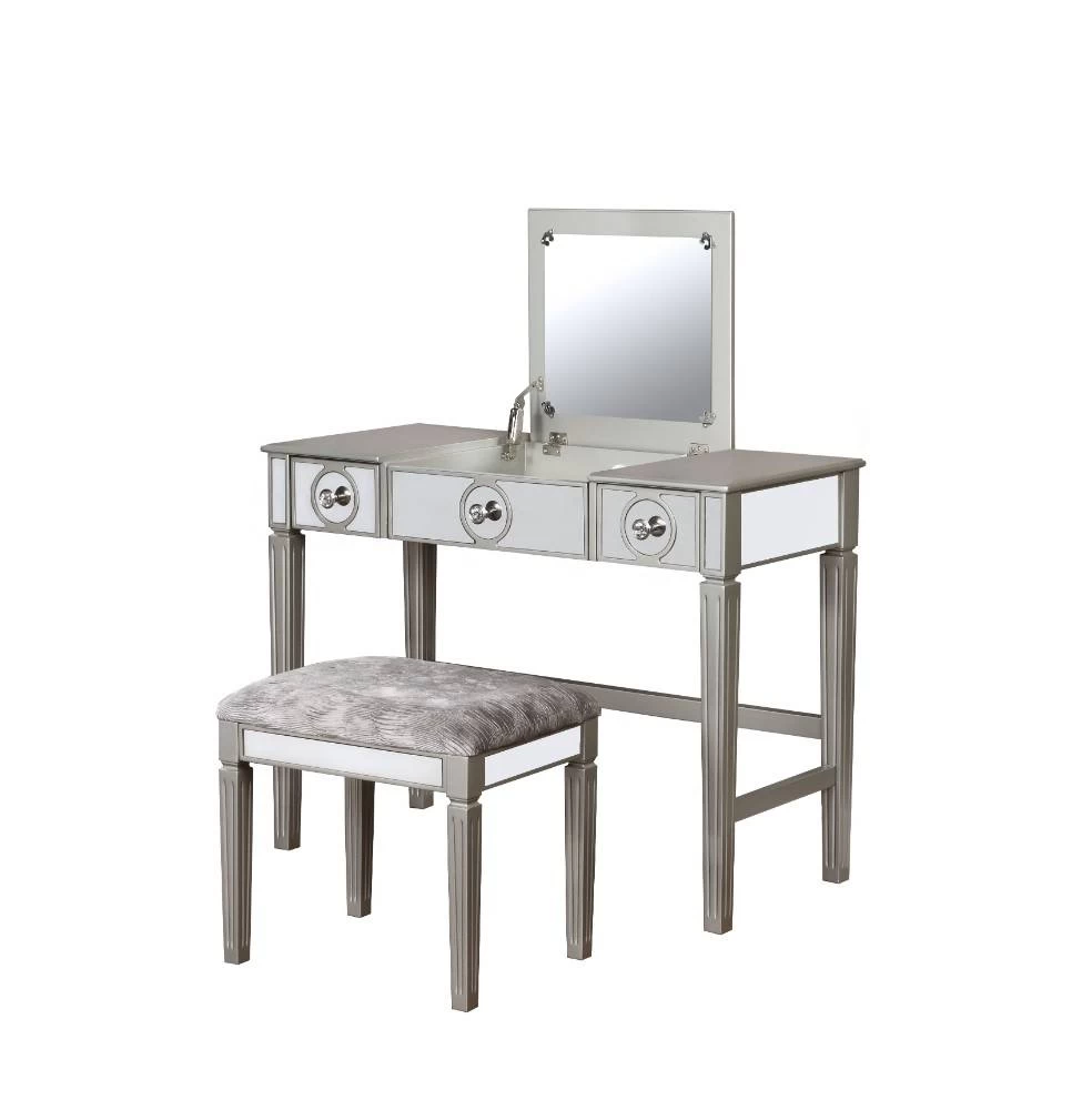 Madison Silver Vanity Set - Linon VS054SIL01U 2 Madison Silver Vanity Set - Linon VS054SIL01U - Image 2