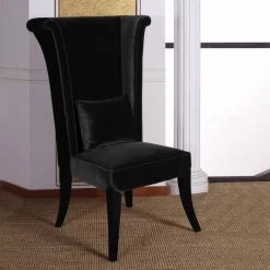 Armen Living Mad Hatter Dining Chair In Black Rich Velvet - Armen Living LC847SIBL