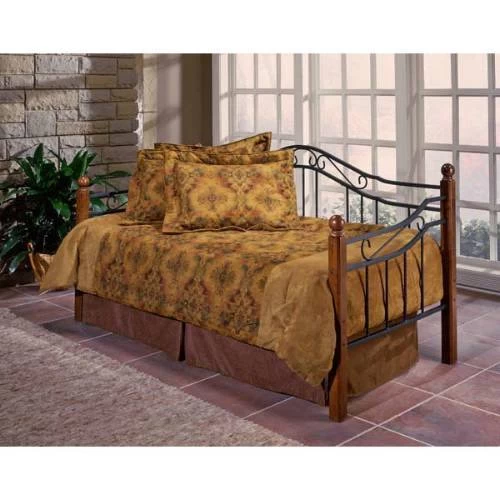 Hillsdale Furniture Madison Wood And Metal Twin Daybed With Roll Out Trundle, Black With Cherry Posts - 1010DBLHTR 1 Hillsdale Furniture Madison Wood And Metal Twin Daybed With Roll Out Trundle, Black With Cherry Posts - 1010DBLHTR