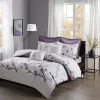 Madison Park Holly Full/Queen 7 Piece Cotton Duvet Cover Set In Purple - Olliix MP12-4169