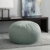 Madison Park Kelsey Round Pouf Ottoman In Seafoam - Olliix MP101-0213