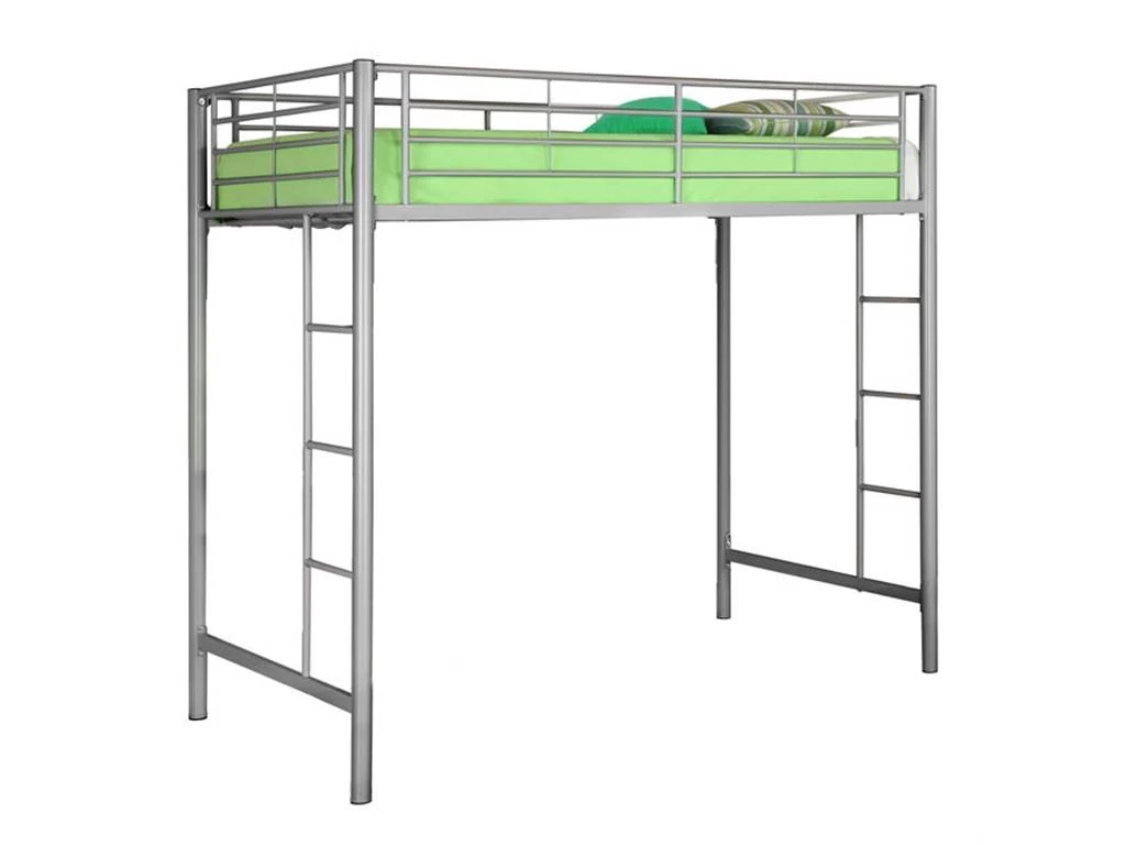 Metal Twin Loft Bunk Bed - Silver - Walker Edison BTOLSL 1 Metal Twin Loft Bunk Bed - Silver - Walker Edison BTOLSL