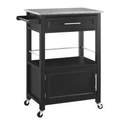 Mitchell Black Kitchen Cart W/ Granite Top - Linon 464808BLK01U