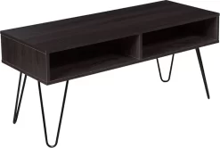 Oak Park Collection Driftwood Wood Grain Finish TV Stand W/ Black Metal Legs - Flash Furniture NAN-TS096-GG
