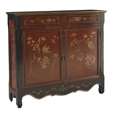 Red Oriental 2 Door Console - Powell 246-331 1 Red Oriental 2 Door Console - Powell 246-331