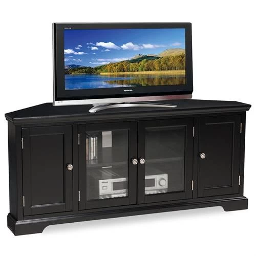 Riley Holliday Black Hardwood, 56"W Corner TV Stand - Leick Furniture 83386 1 Riley Holliday Black Hardwood, 56"W Corner TV Stand - Leick Furniture 83386