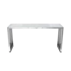 SOHO Rectangular Stainless Steel Console Table W/ Clear, Tempered Glass Top - Diamond Sofa SOHOCSST
