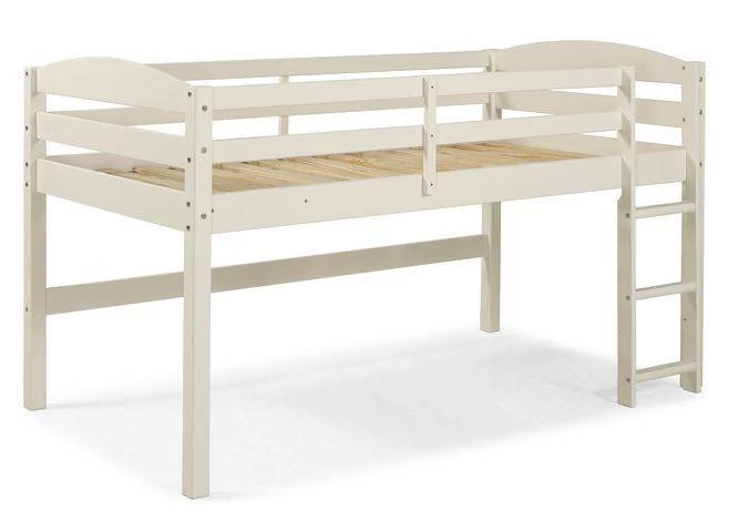 Solid Wood Low Loft Twin Bed In White - Walker Edison BWSTOLLWH 1 Solid Wood Low Loft Twin Bed In White - Walker Edison BWSTOLLWH