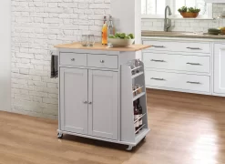 Tullarick Kitchen Cart In Natural & Gray - Acme Furniture 98310