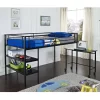 Twin Loft Bed With Desk And Shelves - Black - Walker Edison BTLD46SPBL