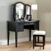 Vanity Mirror And Bench In Antique Black Finish Powell 502-290