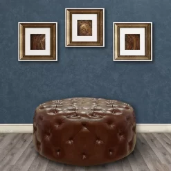 Armen Living Victoria Ottoman In Brown Bonded Leather - Armen Living LC5005OTBR