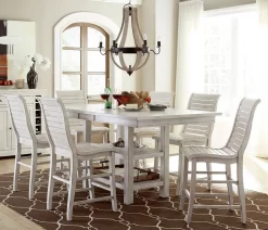 Willow White Rect Counter Complete Table In Distressed White - Progressive Furniture P820-12B-12T