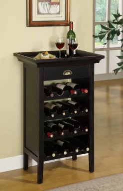Wine Cabinet In Black With Merlot Rub Through Powell 502-426