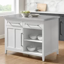 Silvia Stainless Steel Top Kitchen Island White/Stainless Steel - Crosley KF30080SS-WH