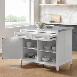 Silvia Stainless Steel Top Kitchen Island White/Stainless Steel - Crosley KF30080SS-WH -Home Haven Deals kf30080ss wh e3