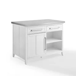 Silvia Stainless Steel Top Kitchen Island White/Stainless Steel - Crosley KF30080SS-WH -Home Haven Deals kf30080ss wh w1