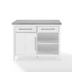 Silvia Stainless Steel Top Kitchen Island White/Stainless Steel - Crosley KF30080SS-WH -Home Haven Deals kf30080ss wh w2