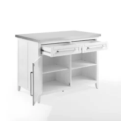 Silvia Stainless Steel Top Kitchen Island White/Stainless Steel - Crosley KF30080SS-WH -Home Haven Deals kf30080ss wh w3