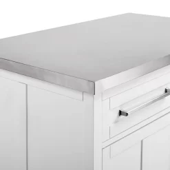 Silvia Stainless Steel Top Kitchen Island White/Stainless Steel - Crosley KF30080SS-WH -Home Haven Deals kf30080ss wh z2