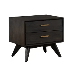 Baly Acacia Mid-Century 2 Drawer Night Stand - Armen Living LCLFLABR -Home Haven Deals lclflabr 2