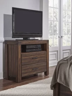 Meadow Two Drawer Solid Wood Media Chest In Graphite - Modus 3FT389