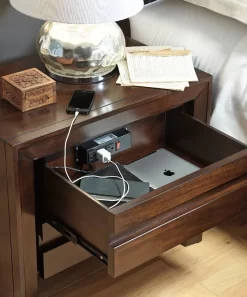 Element Charging Station Nightstand In Chocolate Brown - Modus 4G2281P -Home Haven Deals modus1 4g2281p 3