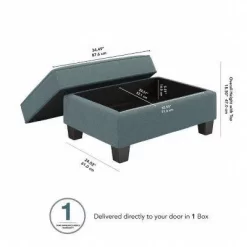 Bush Furniture Stockton Storage Ottoman In Turkish Blue Herringbone - Bush Business Furniture SNO34STBH-Z -Home Haven Deals sno34stbh z 8