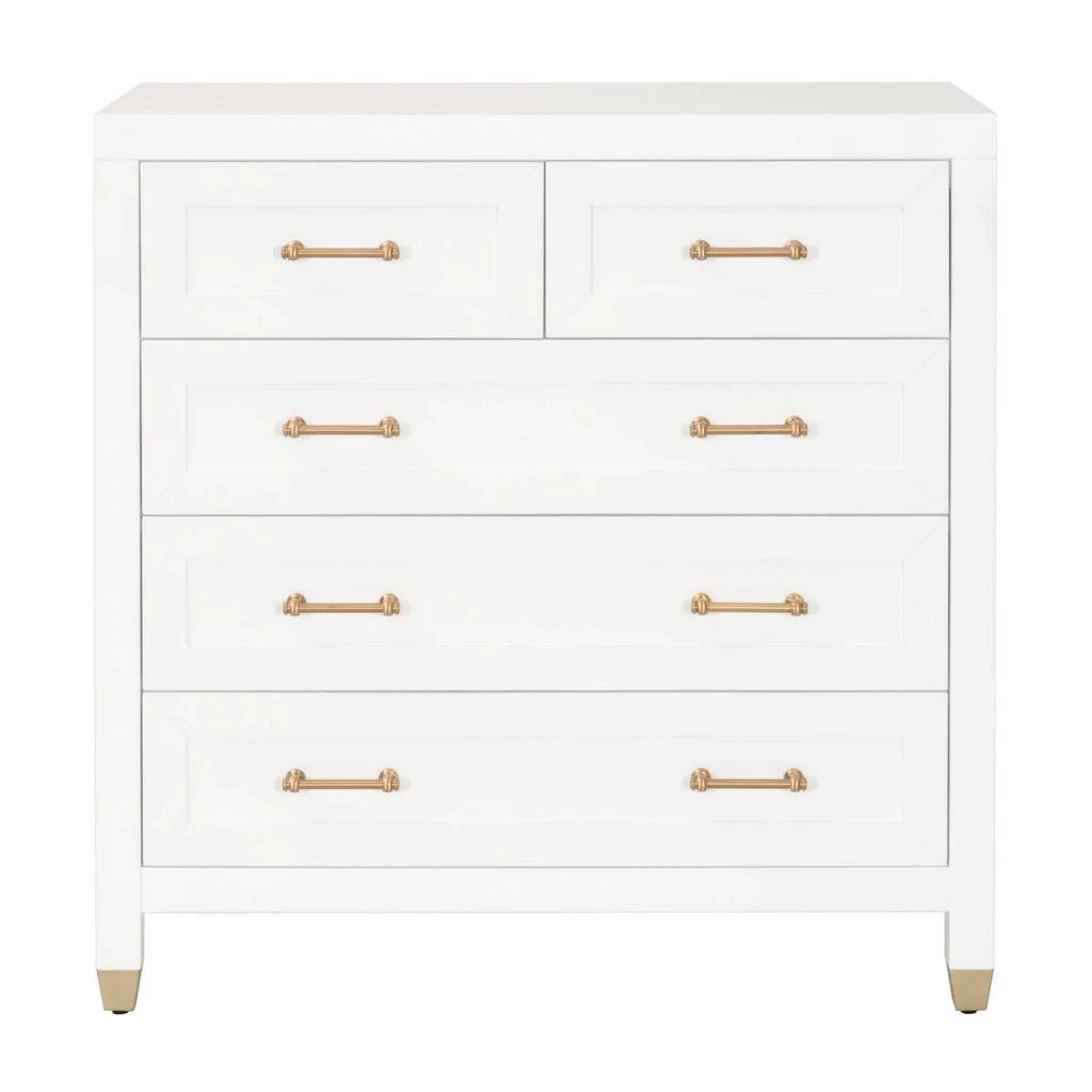 Traditions Stella 5-Drawer High Chest - Essentials For Living 6135.WHT/BBRS 1 Traditions Stella 5-Drawer High Chest - Essentials For Living 6135.WHT/BBRS