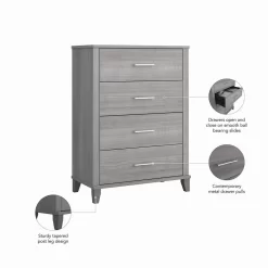 Bush Furniture Somerset Chest Of Drawers In Platinum Gray - Bush Business Furniture STS132PG -Home Haven Deals sts132pg 04