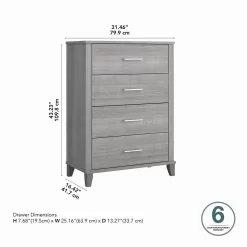Bush Furniture Somerset Chest Of Drawers In Platinum Gray - Bush Business Furniture STS132PG -Home Haven Deals sts132pg 06