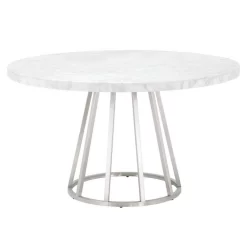 Traditions Turino Round Dining Table Base - Essentials For Living 6060.BSTL -Home Haven Deals turinocarrera54rounddiningtablebase brushedstainlesssteel 1 03
