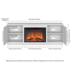 Tillman Rectangular TV Stand With Log Fireplace For TV's Up To 80" In White - Hudson & Canal TV1842 -Home Haven Deals tv1842 e