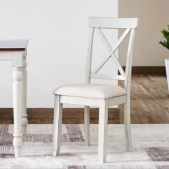 Lafayette White Wood Wood Upholstered Dining Chair (Set Of 2) - Vifah V839 9 Lafayette White Wood Wood Upholstered Dining Chair (Set Of 2) - Vifah V839 -Home Haven Deals v839 1