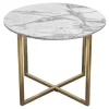 Vida 24" Round End Table W/ Faux Marble Top And Brushed Gold Metal Frame - Diamond Sofa VIDAETMA