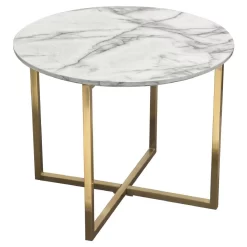 Vida 24" Round End Table W/ Faux Marble Top And Brushed Gold Metal Frame - Diamond Sofa VIDAETMA -Home Haven Deals vidaetma 2