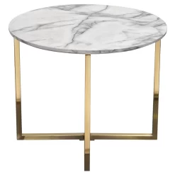 Vida 24" Round End Table W/ Faux Marble Top And Brushed Gold Metal Frame - Diamond Sofa VIDAETMA -Home Haven Deals vidaetma 4