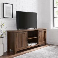 58" Modern Farmhouse TV Stand In Dark Walnut - Walker Edison W58CS2DDW -Home Haven Deals w58cs2ddw 3