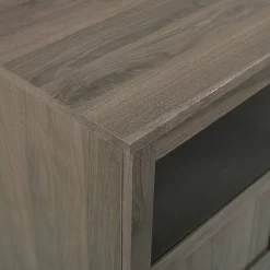 70" TV Console W/Glass & Wood Panel Doors In Slate Grey - Walker Edison W70GD4DSG