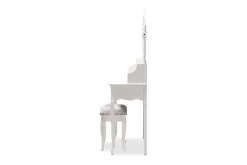 Baxton Studio Veronique Traditional French Provincial White Finished Wood 2-PC Vanity Table W/ Mirror & Ottoman - Wholesale Interiors WF18-White-Vanity -Home Haven Deals wf18 white vanity 3