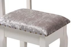 Baxton Studio Veronique Traditional French Provincial White Finished Wood 2-PC Vanity Table W/ Mirror & Ottoman - Wholesale Interiors WF18-White-Vanity -Home Haven Deals wf18 white vanity 6