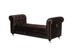 Gold Claire Bench Chocolate Velvet - Shatana Home Z-GCLAIRE-BENCH CHOC