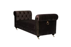 Gold Claire Bench Chocolate Velvet - Shatana Home Z-GCLAIRE-BENCH CHOC -Home Haven Deals z gclaire bench choc 4
